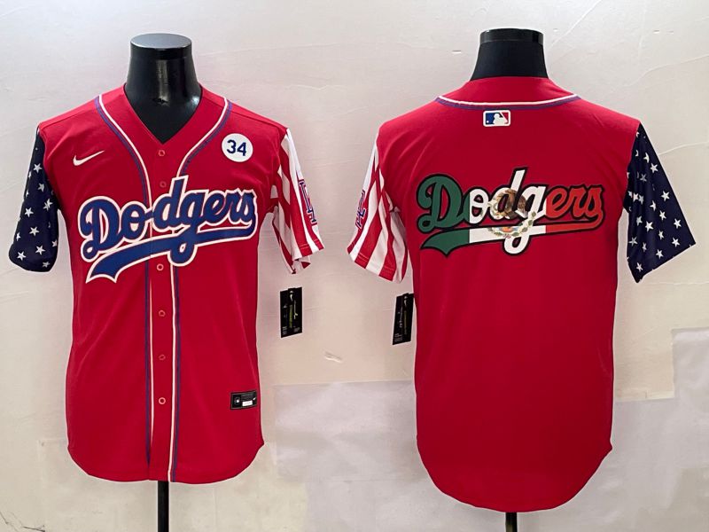 Men Los Angeles Dodgers Blank Red a generation of national flags Joint name 2025 Nike MLB Jersey style 14->los angeles dodgers->MLB Jersey